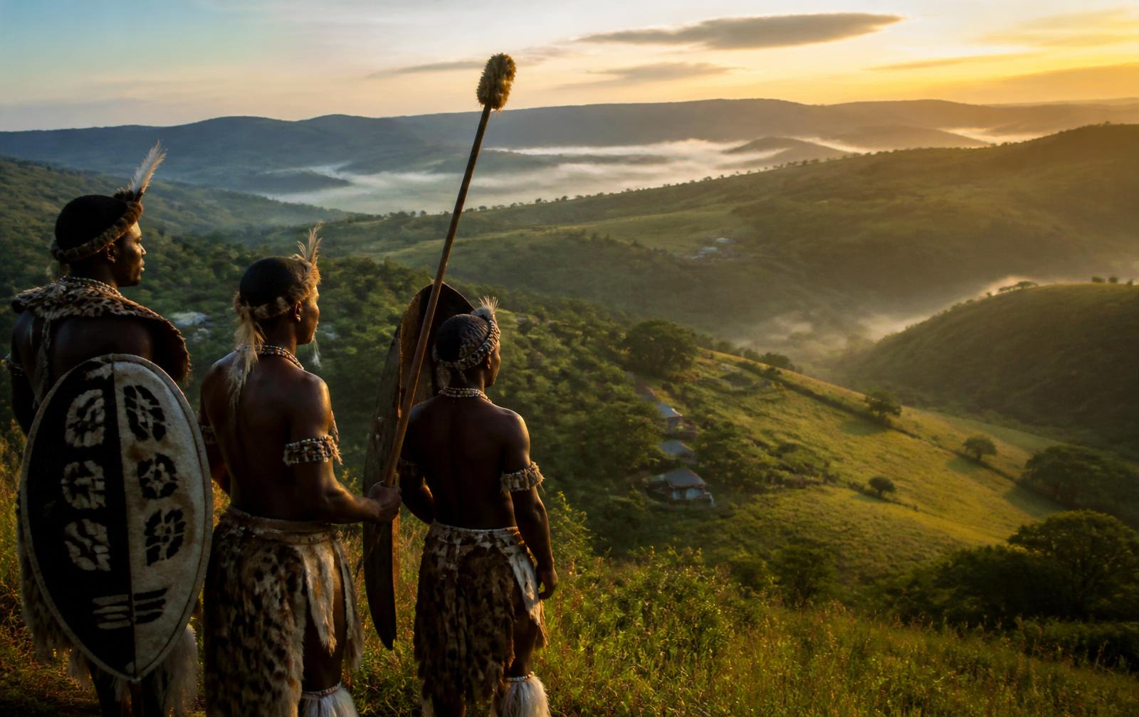Rolling green hills of Nkandla at sunset